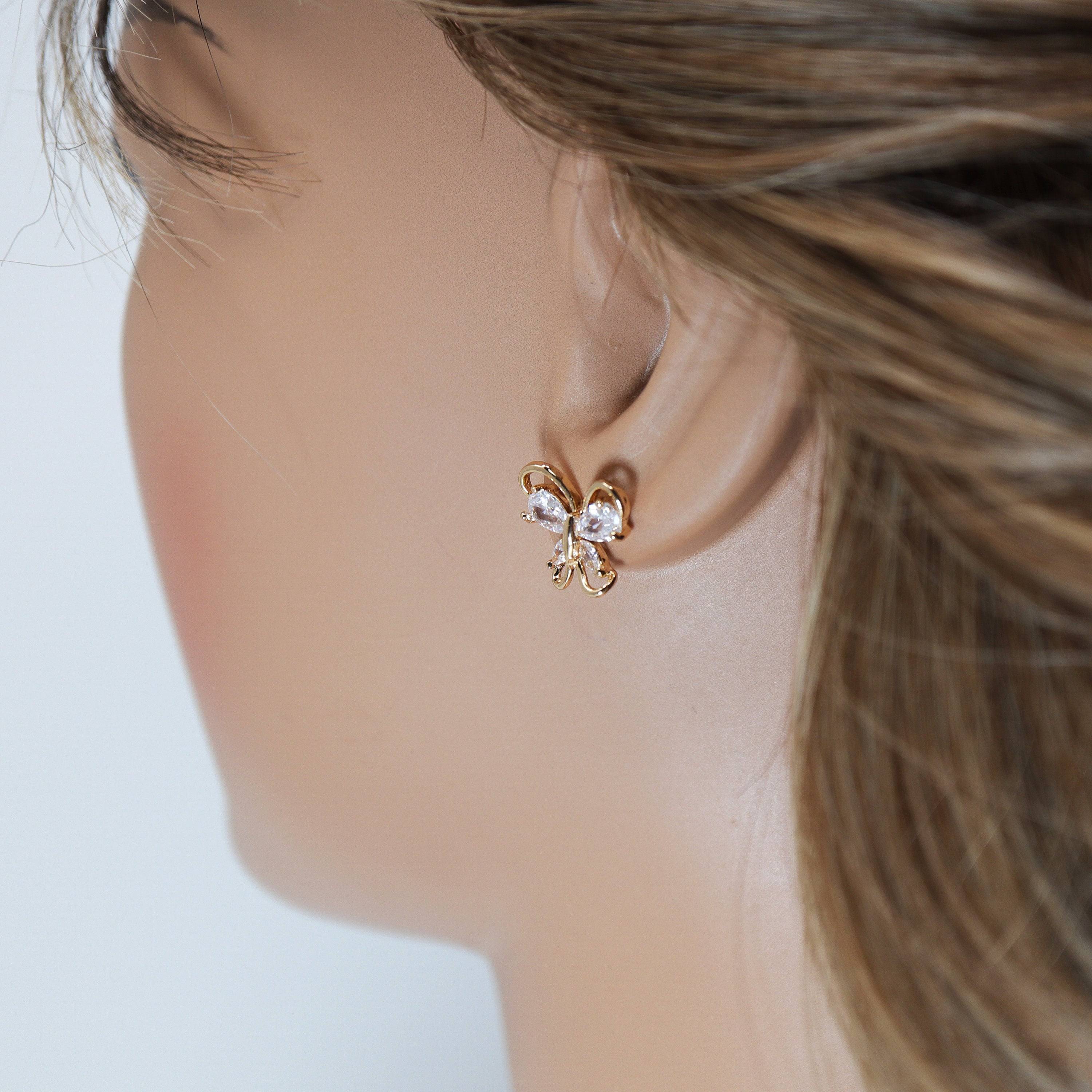 Swarovski Crystal Butterfly Bridal Jewelry, Bridesmaid Earrings And Necklace, Crystal Earrings, Maid Of Honor Gift Cz