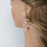 Swarovski Crystal Vine Leaves Flower Drop Earrings, Bridal Jewelry, Bridal Earrings, Crystal Bridal Earrings, Statement Earrings Cz