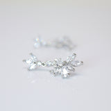 Swarovski Crystal Lotus Leaves Flower Dainty Earrings, Bridal Jewelry, Bridal Earrings, Crystal Bridal Earrings, Statement Earrings Cz