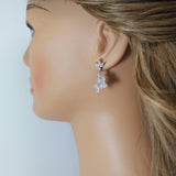 Swarovski Crystal Lotus Leaves Flower Dainty Earrings, Bridal Jewelry, Bridal Earrings, Crystal Bridal Earrings, Statement Earrings Cz