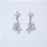 Swarovski Crystal Lotus Leaves Flower Dainty Earrings, Bridal Jewelry, Bridal Earrings, Crystal Bridal Earrings, Statement Earrings Cz