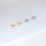 6mm Swarovski Crystal 14k Gold And Sterling Silver Flower Cartilage Hoop Earrings, Statement Earrings, Upper Helix Hoop Earrings.