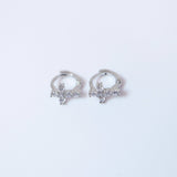 6mm Swarovski Crystal 14k Gold And Sterling Silver Cross Cartilage Hoop Earrings, Statement Earrings, Upper Helix Hoop Earrings.