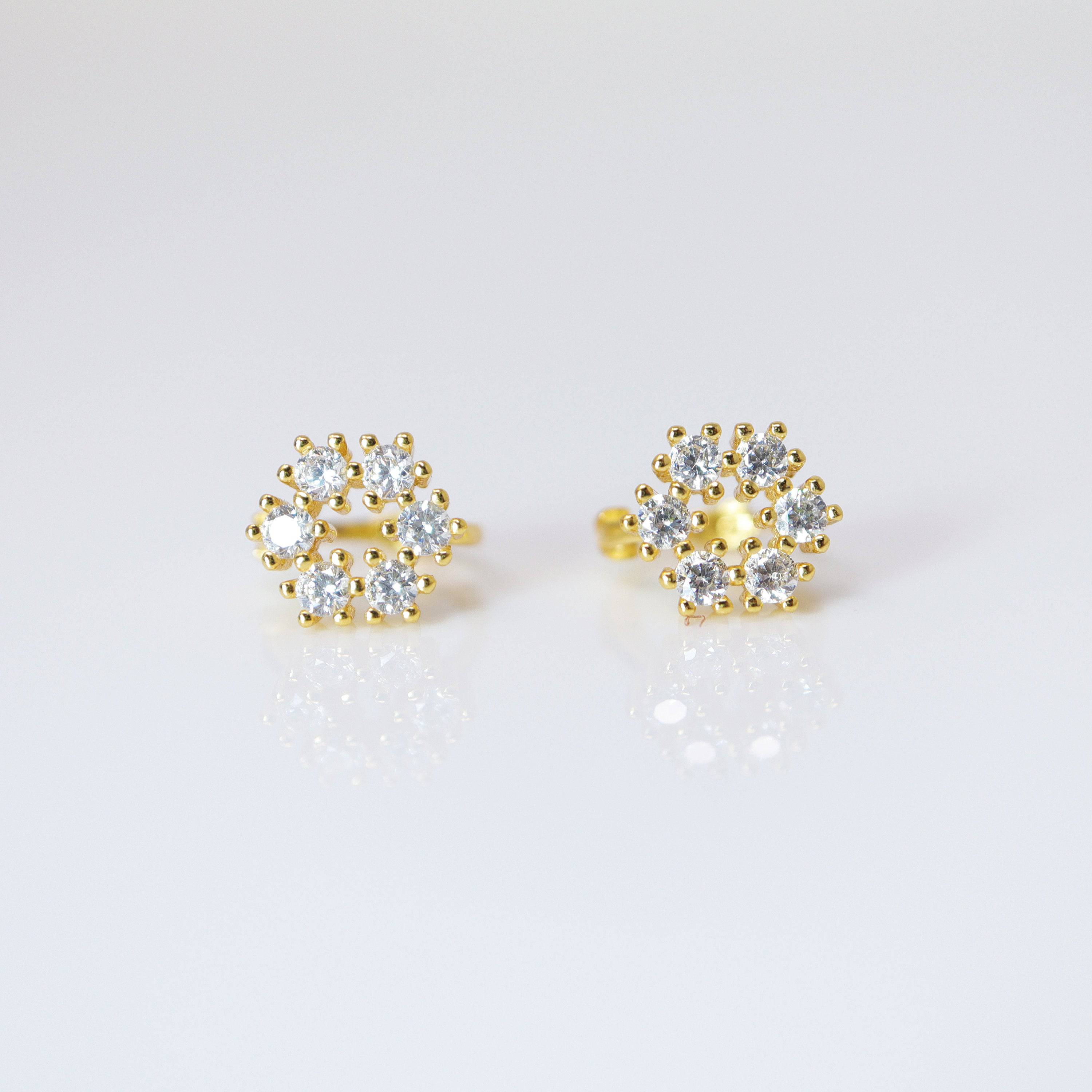 6mm Swarovski Crystal 14k Gold And Sterling Silver Floral Cartilage Hoop Earrings, Statement Earrings, Upper Helix Hoop Earrings.