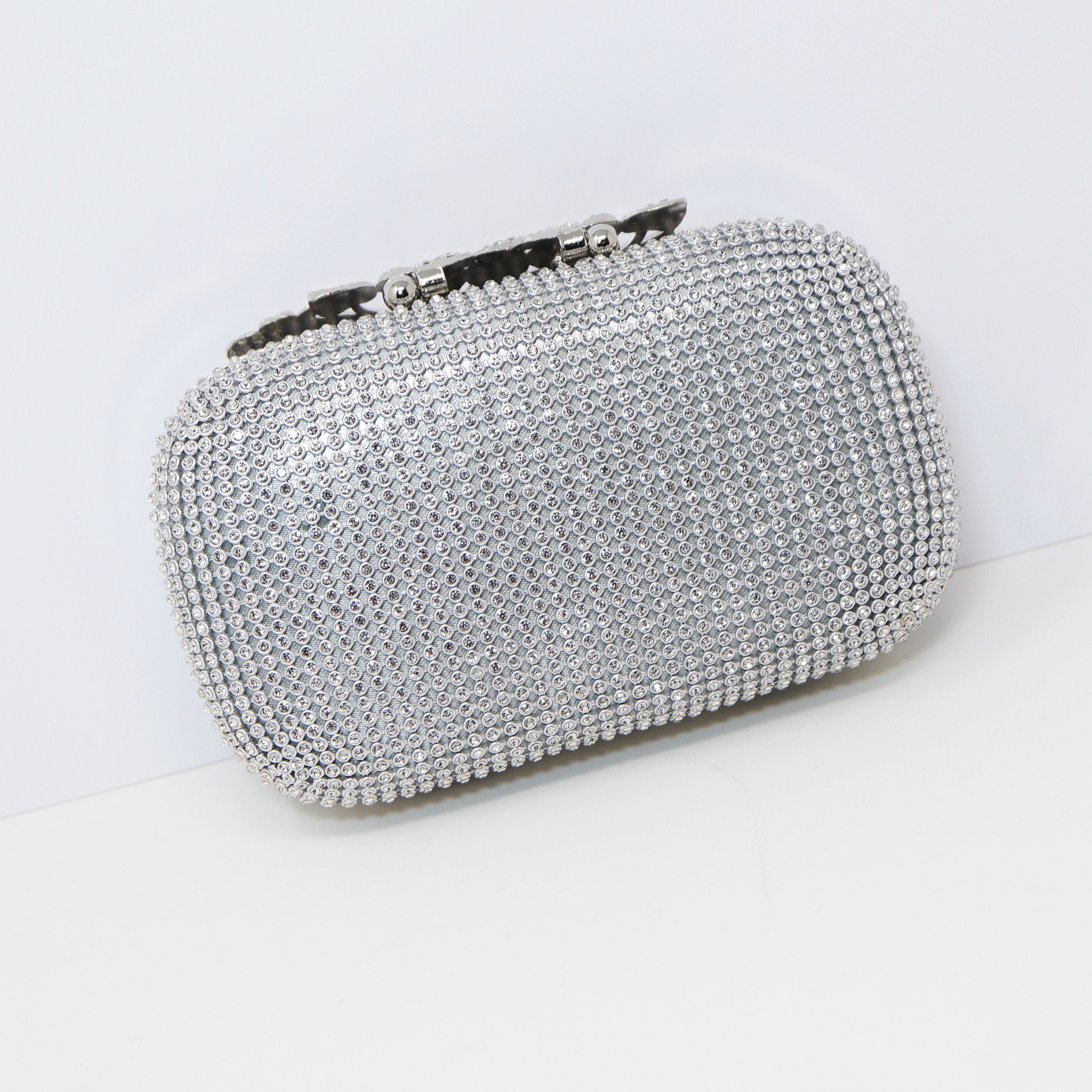 Silver Crystal Wedding Clutch, Statement Bag, Evening Clutch, Wedding Clutch, Bridal Bag, White Cross Body Bag