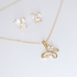 Swarovski Crystal Butterfly Bridal Jewelry, Bridesmaid Earrings And Necklace, Crystal Earrings, Maid Of Honor Gift Cz