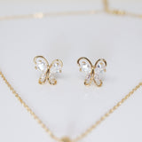 Swarovski Crystal Butterfly Bridal Jewelry, Bridesmaid Earrings And Necklace, Crystal Earrings, Maid Of Honor Gift Cz