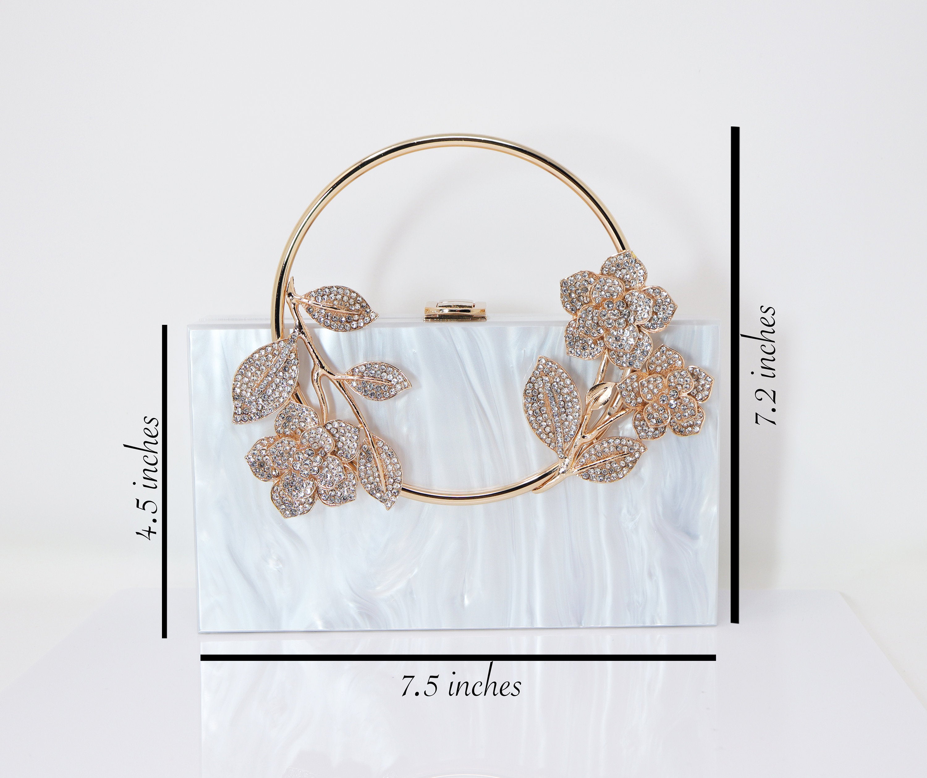 Pink Gold Floral Acrylic Rhinestones Wedding Bag, Statement Bag, Evening Clutch, Wedding Clutch, Bridal Clutch, Bridal Cross body bag.