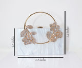 Pink Gold Floral Acrylic Rhinestones Wedding Bag, Statement Bag, Evening Clutch, Wedding Clutch, Bridal Clutch, Bridal Cross body bag.