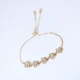 CZ Five Flower Crystal Bracelet, Diamond Bracelet, Bridal Jewelry, Bridesmaid Gift, Statement Bracelet.