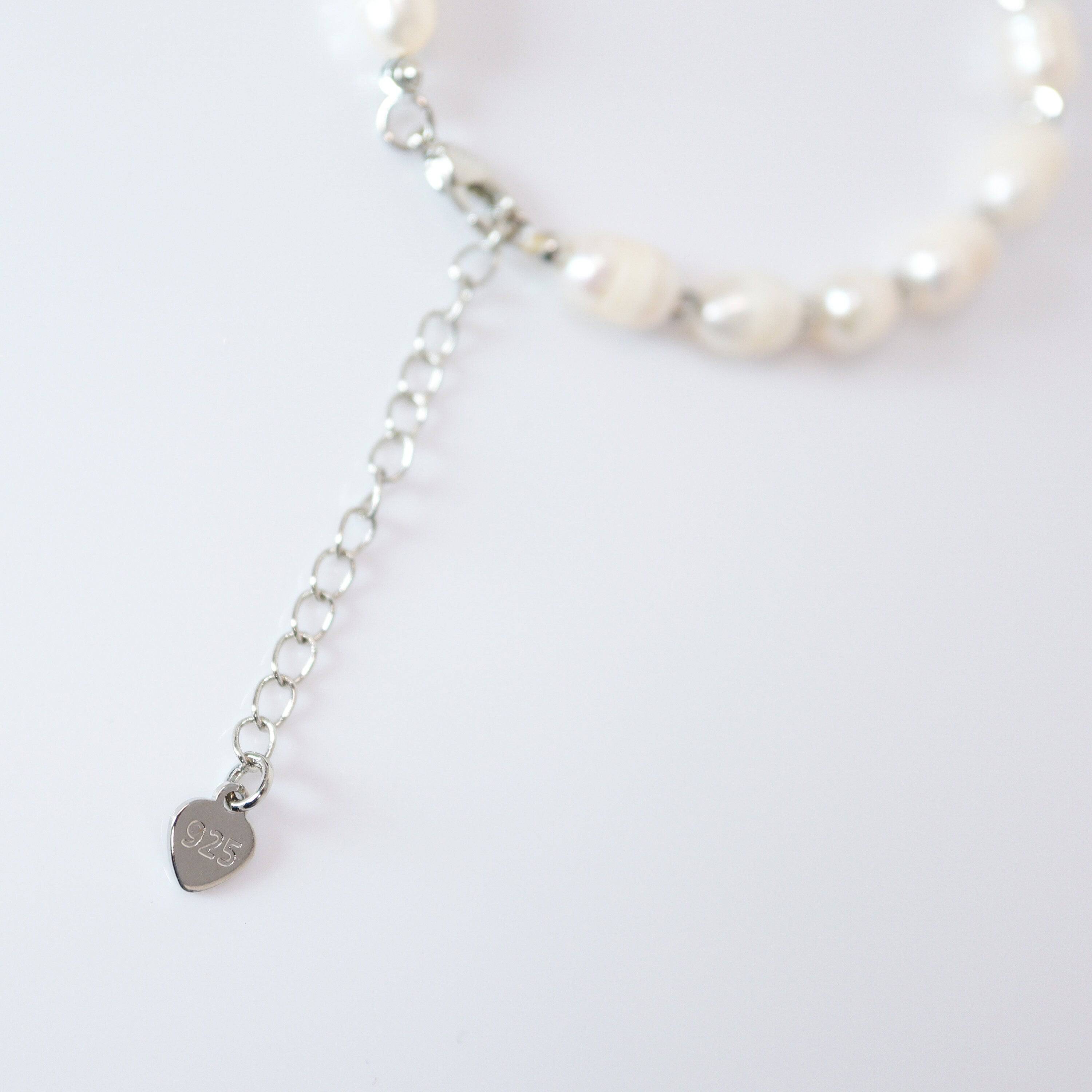 925 Sterling Silver Freshwater Pearl Bracelet (Adjustable Length) Bridal Jewelry, Statement Bracelet, Wedding Gift, Birthday Gift.