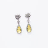 Cubic Zirconia Diamond Lotus Drop Earrings, Bridal Jewelry, Bridal Earrings, Crystal Bridal Earrings, Statement Earrings Cz