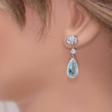 Cubic Zirconia Diamond Lotus Drop Earrings, Bridal Jewelry, Bridal Earrings, Crystal Bridal Earrings, Statement Earrings Cz