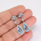 Cubic Zirconia Diamond Lotus Drop Earrings, Bridal Jewelry, Bridal Earrings, Crystal Bridal Earrings, Statement Earrings Cz