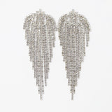 Crystal/Diamond earrings Long Tassel SilverBridal Jewelry Bridal Earrings Crystal Bridal Earrings Statement earrings Cz
