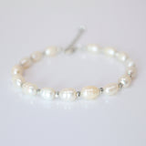 925 Sterling Silver Freshwater Pearl Bracelet (Adjustable Length) Bridal Jewelry, Statement Bracelet, Wedding Gift, Birthday Gift.