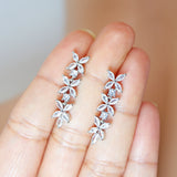 CZ Leafy Sparklers Dainty Earrings, Diamond Leaves Earrings, Long Bridal Jewelry, Bridal Earrings, Crystal Bridal Earrings Cz