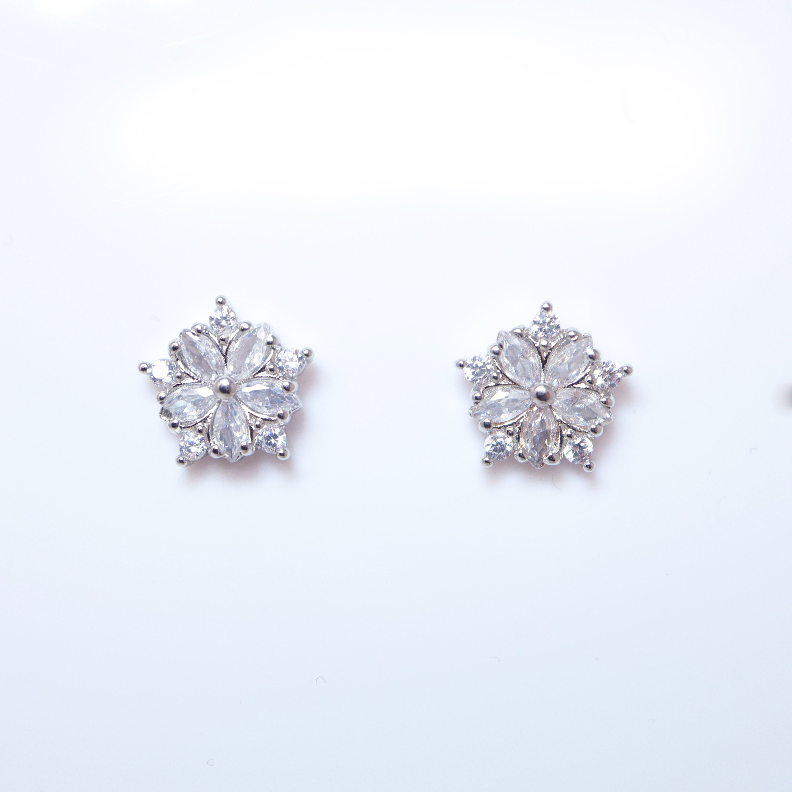 CZ Frozen Bloom stud Earrings, Bridal Jewelry, Bridal Stud Earrings, Crystal Bridal Earrings, Statement Earrings Cz