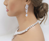 Royal CZ Bridal Necklace and Earrings Set , Bridal Jewelry Set, Bridal Earrings And Necklace, Statement Earrings Cz, Necklace Set