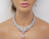 Royal CZ Bridal Necklace and Earrings Set , Bridal Jewelry Set, Bridal Earrings And Necklace, Statement Earrings Cz, Necklace Set