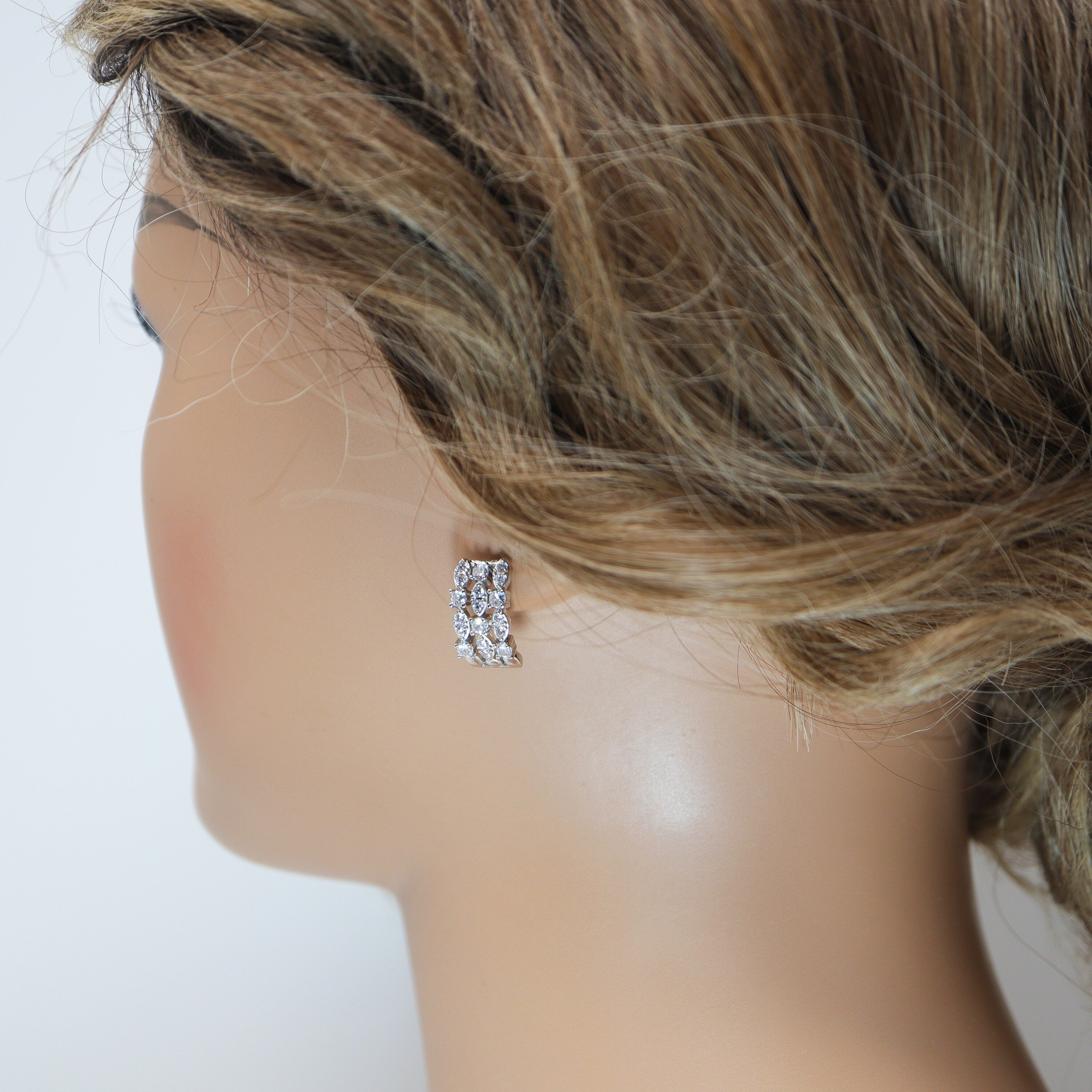 CZ Chic Geometric Bridal Earrings, Bridal Stud Earrings, Crystal Bridal Earrings, Statement Earrings