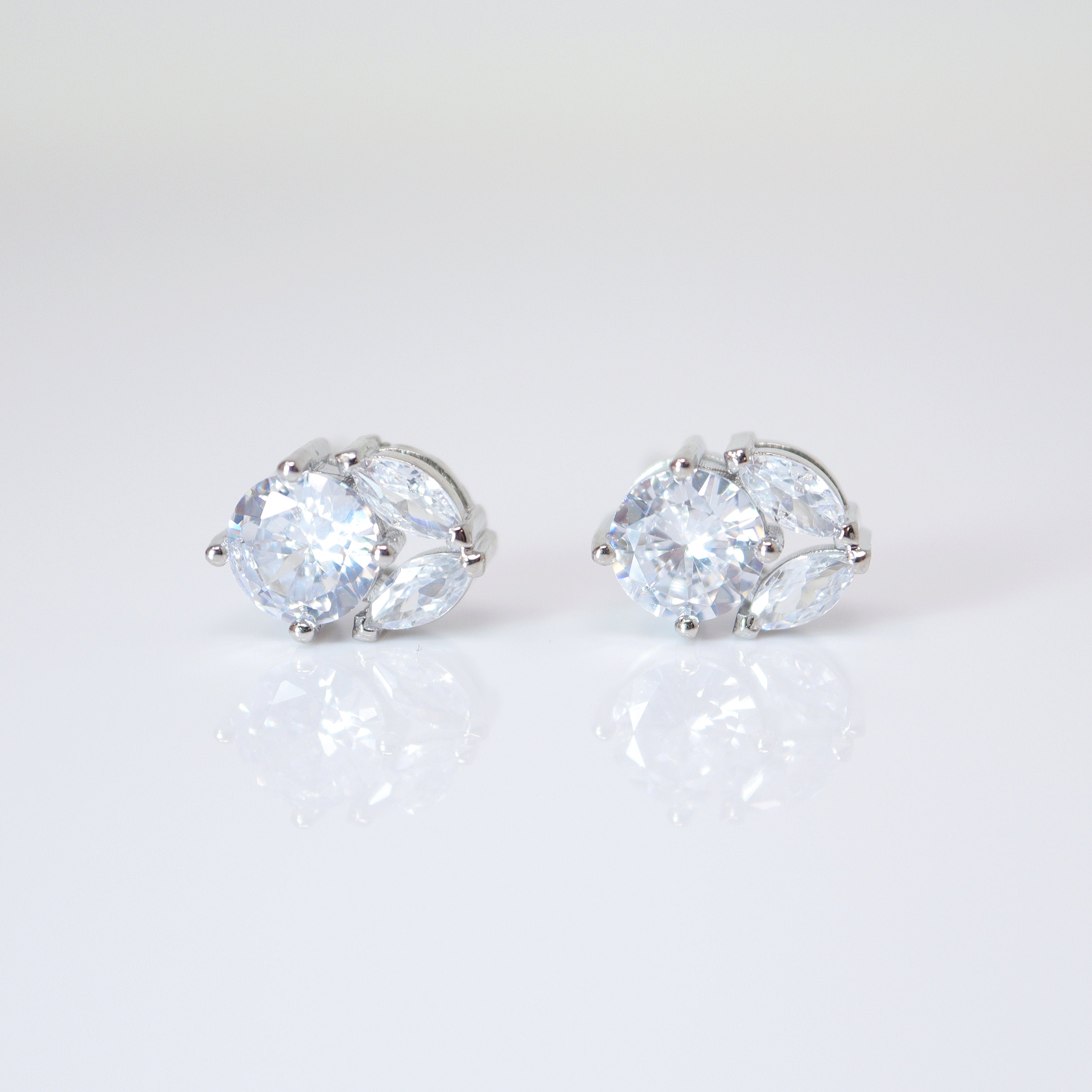 CZ Blossom Brilliance Earrings Bridal Earrings, Bridal Stud Earrings, Crystal Bridal Earrings, Statement Earrings