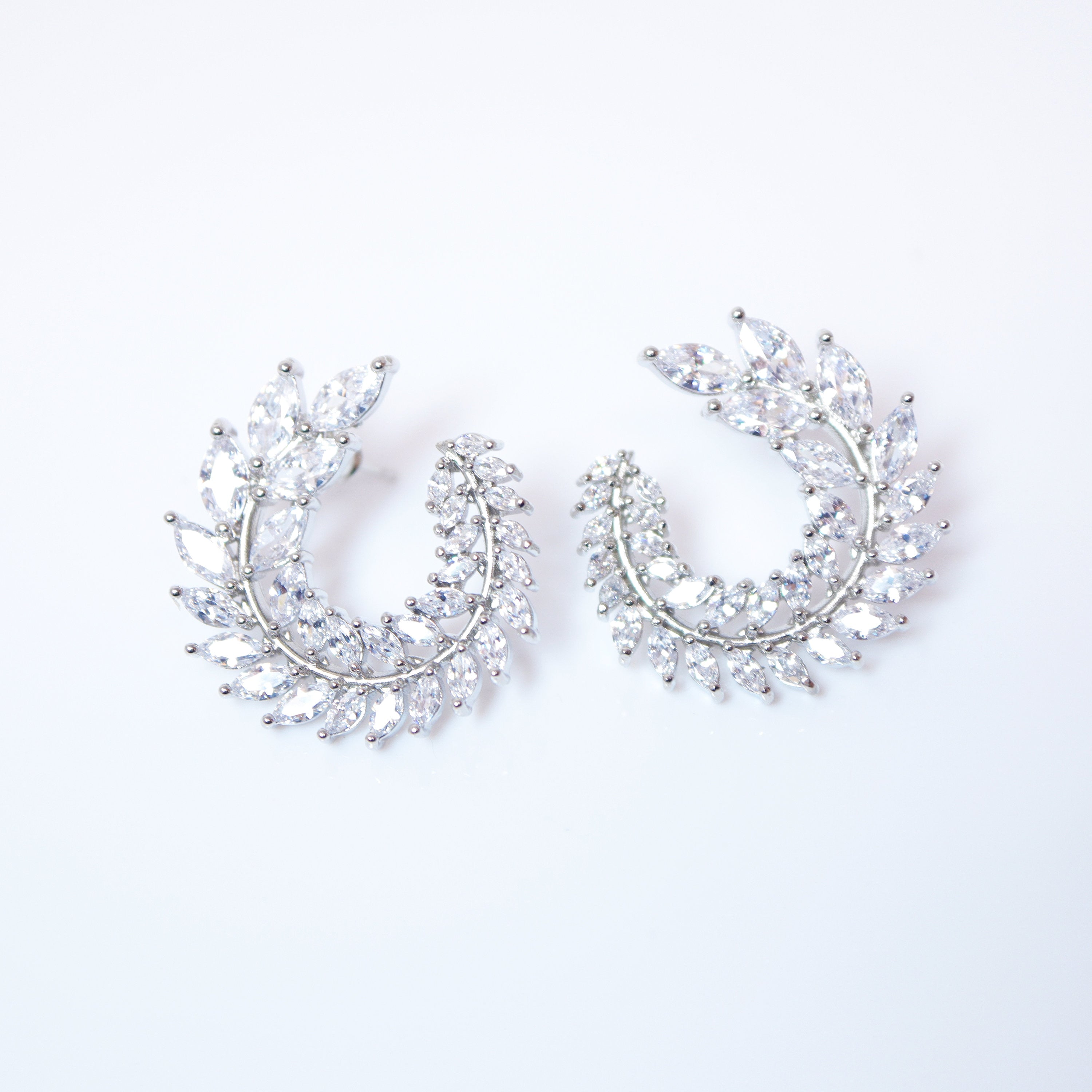 CZ Dainty Leafy Vine Earrings, Diamond Leaves Earrings, Long Bridal Jewelry, Bridal Earrings, Crystal Bridal Earrings Cz
