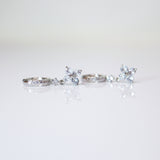 CZ Four Leaf Clover Drop Hoop Earrings, Swarovski Crystal Earrings, Statement Earrings, Rhinestones Hoop Earrings.
