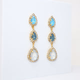 Something Blue Opal Drop Earrings, Gold Dangle Crystal, Diamond Earring, Long Bridal Jewelry, Crystal Bridal Earrings, Statement Earrings