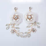 Swarovski Flower Petals Crystal, Rhinestone Earrings, Long Bridal Jewelry Bridal Earrings Crystal Bridal Earrings Statement Earrings Cz