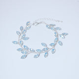 Icy Blue Floral and Opal Leaf Hair Comb, Bridal Haircomb, Statement Haircomb,