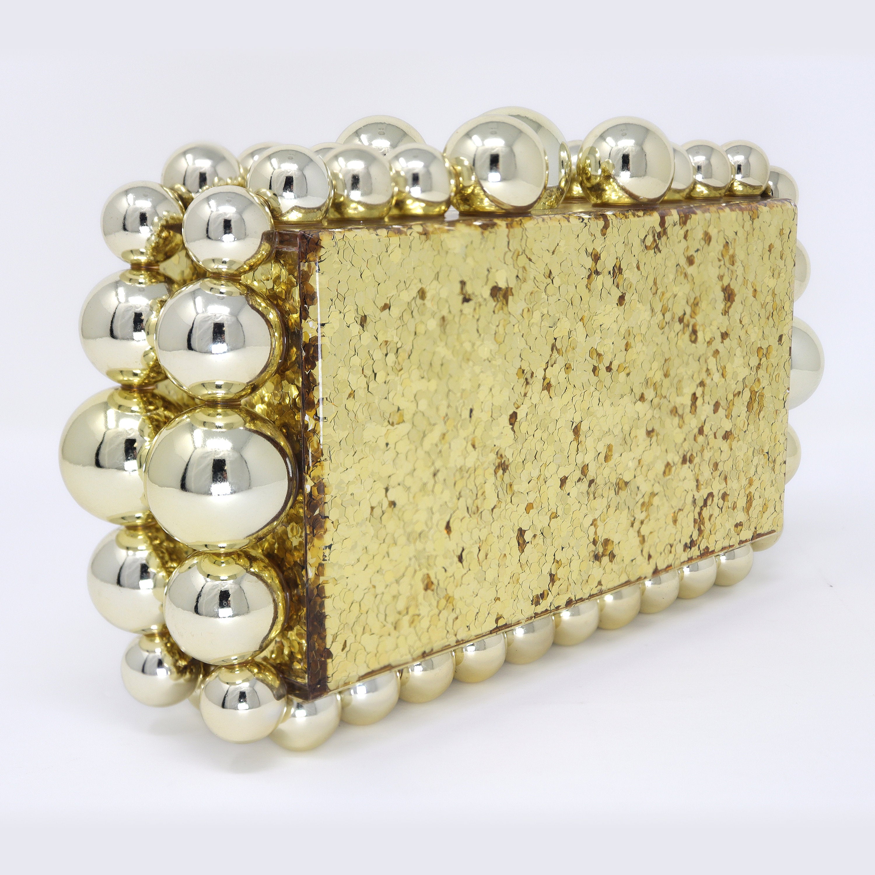 Gold Acrylic Bling Bubble Wedding Bag, Statement Bag, Evening Clutch, Wedding Clutch, Bridal Clutch, Bridal Cross body bag.
