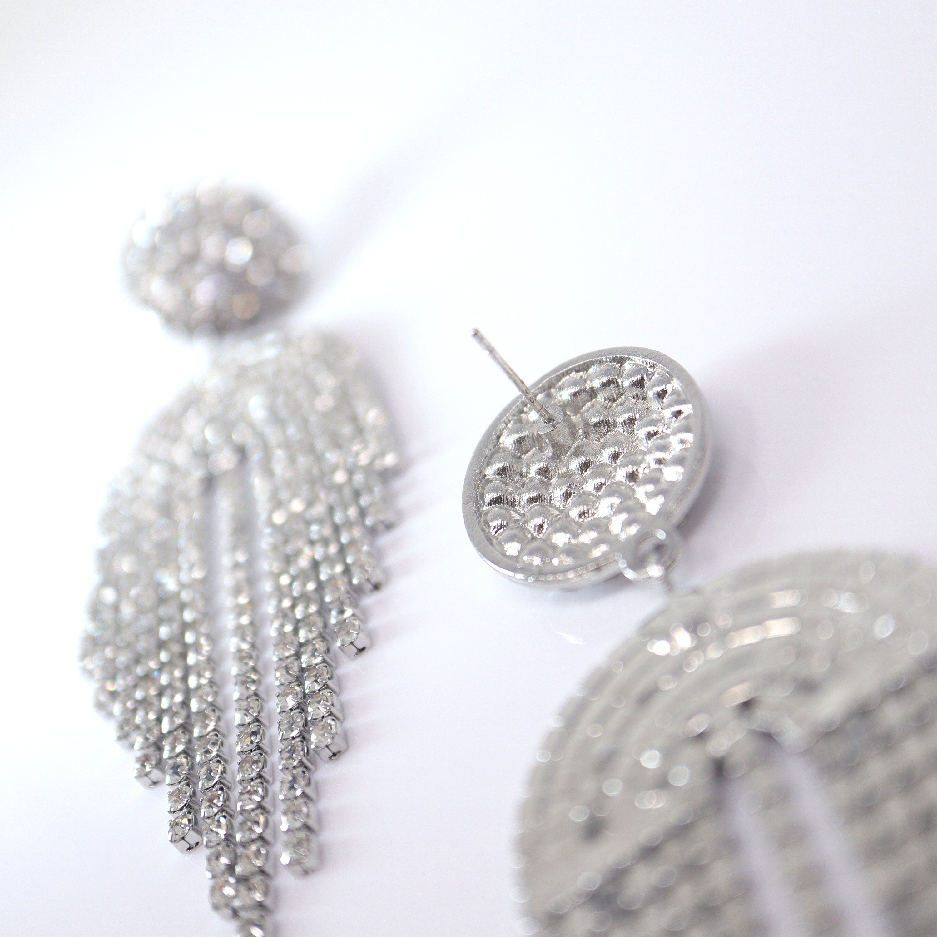 Sparkling Diamond Chandelier with Swarovski Crystals Earrings, Long Tassel Bridal Jewelry, Crystal Bridal Earrings Statement earrings Cz