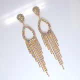 Enchanting Tassel Earrings: Bridal Beauty in Swarovski AB Crystals, Long Tassel Bridal Jewelry Crystal Bridal Earrings Statement earrings Cz
