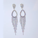 Enchanting Tassel Earrings: Bridal Beauty in Swarovski AB Crystals, Long Tassel Bridal Jewelry Crystal Bridal Earrings Statement earrings Cz