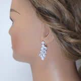 Enchanting Vine Leaves Necklace Set with Swarovski Crystals, Long Bridal Jewelry, Statement Earrings Cz Necklace Set.