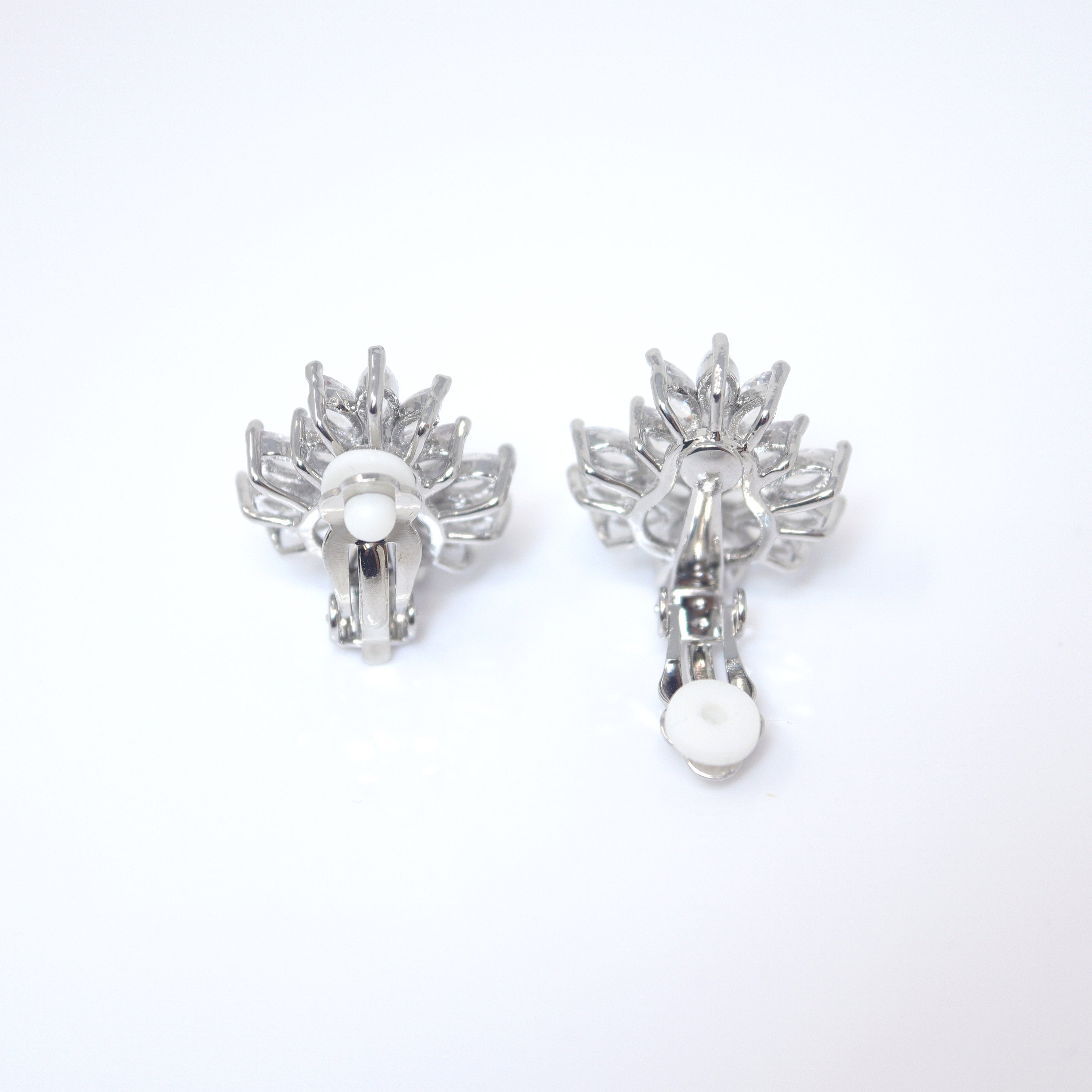 Enchanting Swarovski Clip on Floral Stud Earrings, Bridal Jewelry, Bridal Stud Earrings, Crystal Bridal Earrings, Statement Earrings Cz