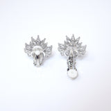 Enchanting Swarovski Clip on Floral Stud Earrings, Bridal Jewelry, Bridal Stud Earrings, Crystal Bridal Earrings, Statement Earrings Cz