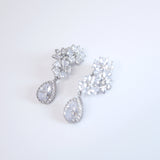 Opulent Flower Garden: Swarovski Crystal Bridal Clip On Drop Earrings with Diamond Details, Crystal Bridal Earrings, Statement Earrings Cz