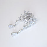 Swarovski Whimsical Garden Blooms: Clip-On Floral Earrings with Swinging Drops, Crystal Bridal Earrings, Statement Earrings Cz