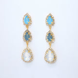 Something Blue Opal Drop Earrings, Gold Dangle Crystal, Diamond Earring, Long Bridal Jewelry, Crystal Bridal Earrings, Statement Earrings