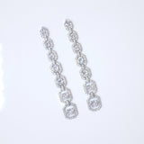 Exquisite Bridal Sparkle: Long Swarovski Crystal Dainty Statement Earrings, Long Bridal Jewelry, Bridal Earrings, Crystal Bridal Earrings Cz