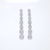 Exquisite Bridal Sparkle: Long Swarovski Crystal Dainty Statement Earrings, Long Bridal Jewelry, Bridal Earrings, Crystal Bridal Earrings Cz