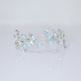 Icy Blue Floral and Opal Leaf Hair Comb, Bridal Haircomb, Statement Haircomb,
