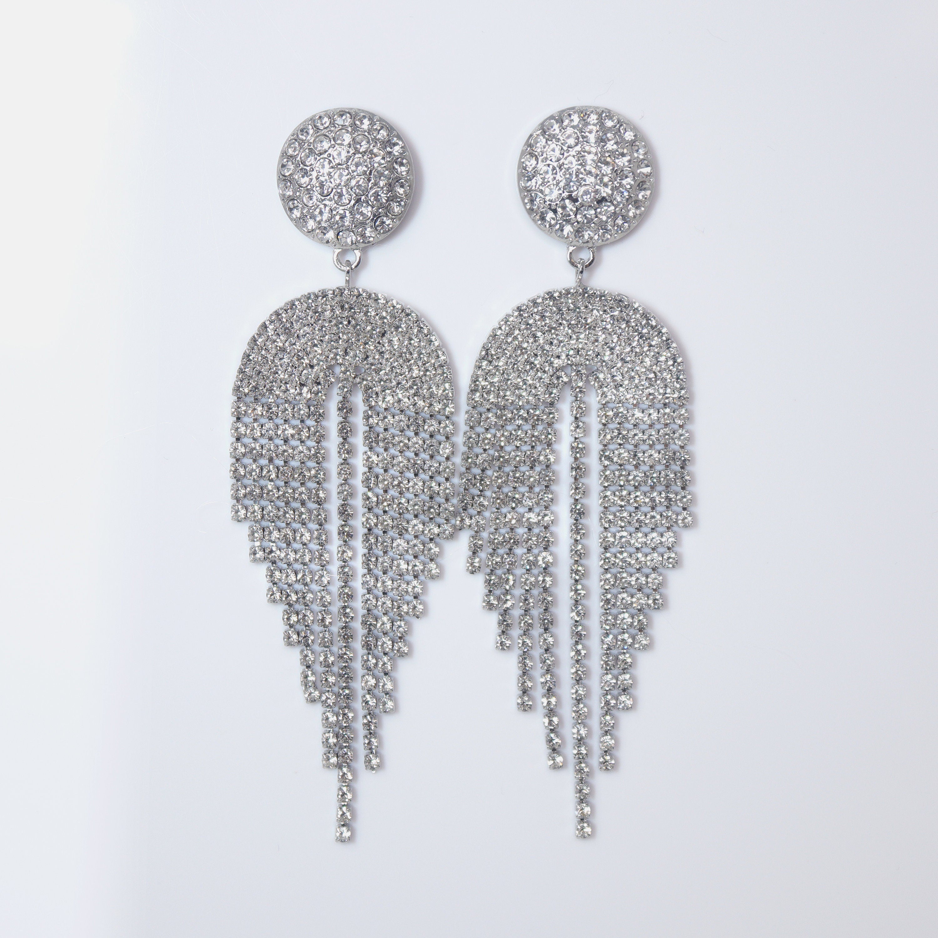 Sparkling Diamond Chandelier with Swarovski Crystals Earrings, Long Tassel Bridal Jewelry, Crystal Bridal Earrings Statement earrings Cz