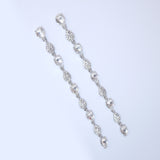 Sparkling Swarovski Crystal Cascade: Long Dainty Diamond Drop Earrings, Long Bridal Jewelry, Bridal Earrings, Crystal Bridal Earrings Cz
