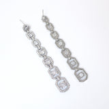 Exquisite Bridal Sparkle: Long Swarovski Crystal Dainty Statement Earrings, Long Bridal Jewelry, Bridal Earrings, Crystal Bridal Earrings Cz