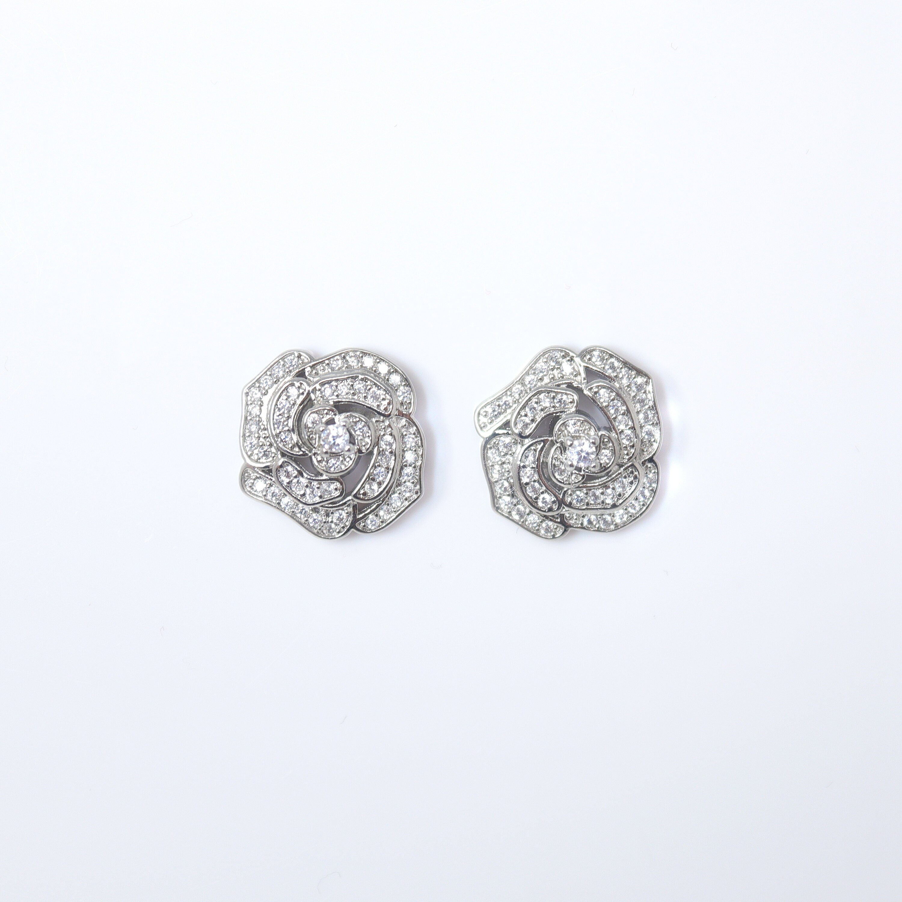 Enchanting Rose Radiance: Swarovski Crystal Rose Stud Earrings for Brides, Crystal Bridal Earrings, Statement Earrings Cz