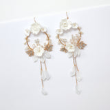 White Floral Vine Chandelier Earrings, Long Bridal Jewelry Bridal Earrings Crystal Bridal Earrings Statement Earrings Cz