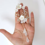 White Floral Vine Chandelier Earrings, Long Bridal Jewelry Bridal Earrings Crystal Bridal Earrings Statement Earrings Cz